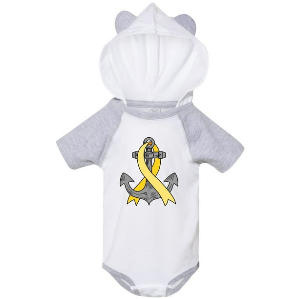 inktastic Anchor with Yellow Ribbon for Bone Cancer Long Sleeve Creeper inktastic Anchor with Yellow Ribbon for Bone Cancer Long Sleeve Creeper